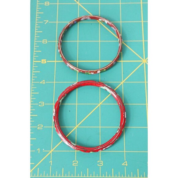 2 Vintage Cloisonne Floral Bracelet Bangle Enamel Paint - Picture 5 of 5